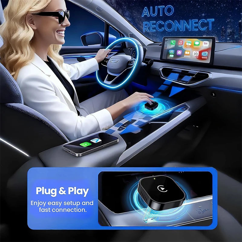 VYVYLABS Upgraded Wireless CarPlay Adapter Mini Box USB Plug-and-play No Delay for iPhone 6 and Android 11 Above Auto Adapter