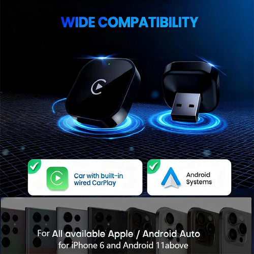 VYVYLABS Upgraded Wireless CarPlay Adapter Mini Box USB Plug-and-play No Delay for iPhone 6 and Android 11 Above Auto Adapter